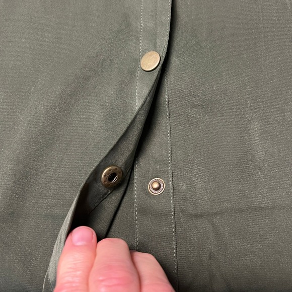 NWT Hers & Mine Olive Green Satin Button-Down Shirt Long Sleeve Oversized L - Picture 4 of 12